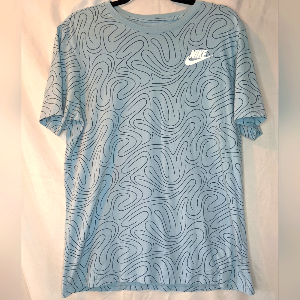 Nike Athletic Cut Blue Swirl T-Shirt, Large